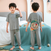 儿童莫代尔夏季睡衣薄款男童短袖家居服套装中大童男孩宝宝空调服
