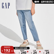 Gap女幼童大童2024春季柔软logo直筒牛仔裤百搭儿童装长裤