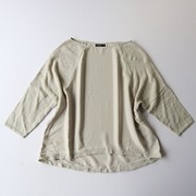 欧美春夏秋女圆领针织拼接蝙蝠七分袖衬衫 时尚个性套头衫D12
