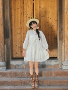 小个子连衣裙波西米亚风镂空短裙，民族风仙女大裙摆套装小众设计女