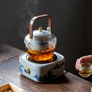 电陶炉手绘青花瓷煮茶器煮茶炉家用围炉简约烧水壶茶炉泡茶壶套装