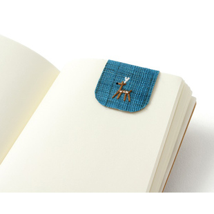 进口日本制中川政七磁性书签鹿家族手织麻布刺绣文具创意2个装