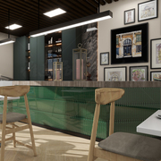 墨绿色长条窑变手工砖凹面立体30X250酒吧吧台背景卫生间墙面瓷砖