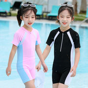 儿童游泳衣女孩运动款连体，裙式平角女童，洋气2-11岁中大童温泉泳装