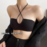 挂脖运动内衣女小胸聚拢美背无钢圈无肩带防滑抹胸收副乳半杯文胸