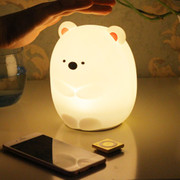 遥控拍拍灯led小熊硅胶夜灯usb，充电卡通创意，呆呆熊七彩(熊七彩)变色小夜灯