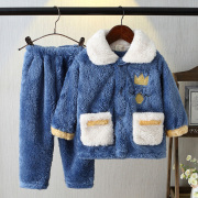 男童睡衣秋冬季法兰绒，儿童珊瑚绒套装男孩，加厚小孩冬款宝宝家居服