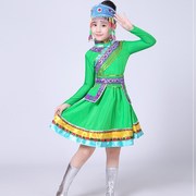 蒙古儿童演出服装女孩连衣裙袍少数民族筷子舞台表演服饰