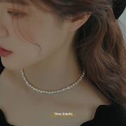 「戴珍珠的少女」回馈天然巴洛克小珍珠项链碎银子锁骨链颈链生日
