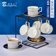 bluegentry咖啡杯碟套装骨瓷，杯子欧式小奢华陶瓷水杯家用咖啡杯