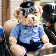 警察小熊玩偶公安毛绒玩具网红铁骑公仔交警小熊警官布娃娃男女孩
