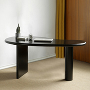 北欧侘寂风黑色实木烤漆书桌现代简约设计师异形工作台办公桌