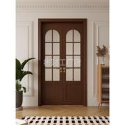 圆弧拱形门实木烤漆门法式双开门卧室门书房门木门卫生间门玻璃门