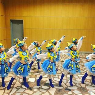 少儿演出服儿童表演服民族蒙族女童筷子舞蹈服幼儿蒙古舞服装纱裙