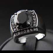 黑玛瑙纯银戒指 925银饰男款 精致工艺上、手效果非常棒