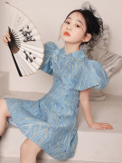 女童中国风生日中式礼服，儿童复古旗袍，连衣裙主持人钢琴演出服夏季