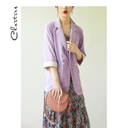  香芋紫西装外套 小个子薄款西服休闲上衣网红紫色小西装女