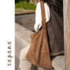 Sapana复古棕褐色棉麻提花文艺百搭小众通勤大容量单肩包做旧布包