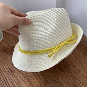 韩版潮遮阳帽英伦帽子米白色草帽，小礼帽爵士，帽情侣沙滩帽时尚百搭