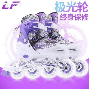 紫色闪光溜冰鞋成人女生，旱冰鞋中大童直排轮滑鞋儿童，成年男初学者
