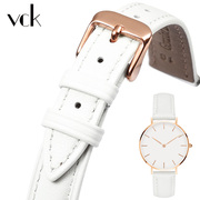 白色真皮手表带女款适用dw手表带男女真皮丹尼尔卡西欧天梭配件