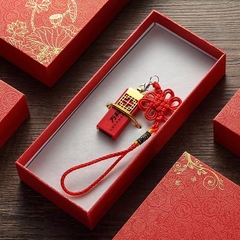 USB闪存优盘64GB红色中国风创意中国结U盘高速防水定制印LOGO