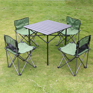 户外野餐桌椅铝合金可折叠摆摊桌子正方形经济型，简易露营便携式桌