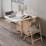 2024年多功能折叠餐桌组合家用小户型，实木岩板伸缩餐桌方饭桌(方饭桌)