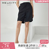 mecity女装夏季简约不对称设计纯色梭织短裤西装裤554629