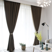 简约现代纯色亚麻窗帘成品客厅遮光卧室阳台北欧风落地窗定制