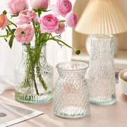 三件套ins风玻璃花瓶，透明水养玫瑰富贵竹客厅，餐桌插花瓶摆件