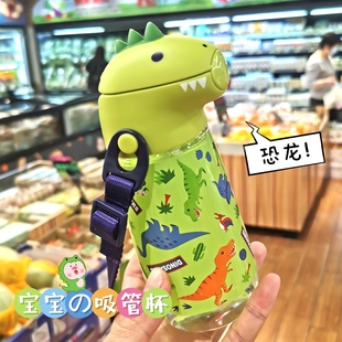 日本skater儿童恐龙水杯吸管杯子幼儿园礼物水壶宝宝直饮杯保温杯