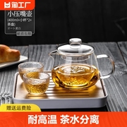玻璃花茶杯茶壶单壶耐高温加厚茶水，分离茶具套装家用小花茶煮茶器