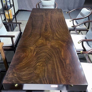 黑檀大板实木原木茶桌茶台办公会议，餐桌画案桌独板整块红木大板桌