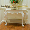 欧式实木玄关桌装饰桌白色，家用别墅雕花客厅，半圆门厅桌边桌玄关台