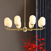 全铜新中式云石吊灯温馨餐厅客厅灯创意，中国风禅意茶卧室灯具
