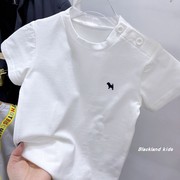 90-130码 24夏男童女童儿童宝宝白色珠地棉POLO衫短袖T恤半袖背心