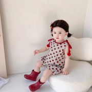 韩系女童背心套装季薄款宝宝，无袖圆点套头，上衣+休闲宽松短裤2件套