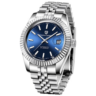男士商务錶时尚镜面，防水日历精钢手表，运动圆形石英水钻国产腕表