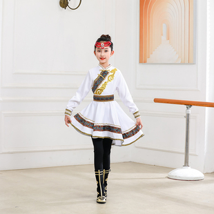 儿童蒙古舞蹈演出服少数民族，六一表演服草原筷子，舞蒙古袍女童
