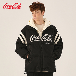 coca-cola可口可乐假两件棉服，加厚连帽棉外套，情侣冬装男女同款