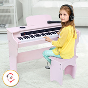俏娃宝贝61键儿童电钢琴宝宝小钢琴3-6-8-12岁木质女孩玩具电子琴