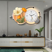 挂钟创意家用客厅高档钟表，装饰画现代简约时尚，餐厅时钟挂墙灯发光