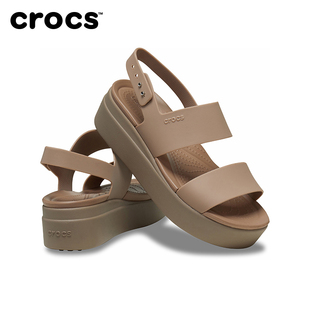 crocs卡骆驰布鲁克林系列厚底，凉鞋户外坡跟鞋，松糕鞋女鞋206453