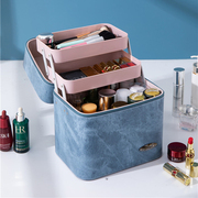 新牛仔纹化妆师专业化妆箱家用便携化妆包高级简约化妆品收纳箱盒