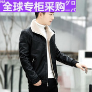 日本冬季皮夹克派克服男短款皮毛一体，外套韩版潮帅气