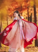 汉服女斗篷长款加绒加厚披风中国风红色保暖古风中式披肩外套冬季