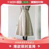 日本直邮andemiu女士优雅褶皱喇叭，裙配有细腰带精致缝线点缀春