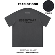 fearofgod复线essentials植绒字母，fog潮牌短袖t恤男女情侣上衣