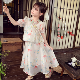 女童汉服连衣裙夏装2024洋气儿童中国风套裙小女孩公主两件套